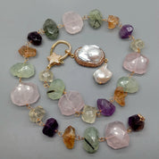 Natural baroque pearl pendant and gemstone necklace