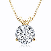 Classic 925 Sterling Silver Plating 14K Gold 1ct 2ct 3ct Round Cut 3 Prong Setting Moissanite Pendant Necklace for Women