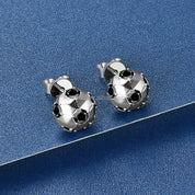 Lab Created VVS Moissanite Stud Earrings 3mm Moissanite 925 Sterling Silver Round Cut Black Soccer Stud Earrings for Men Women