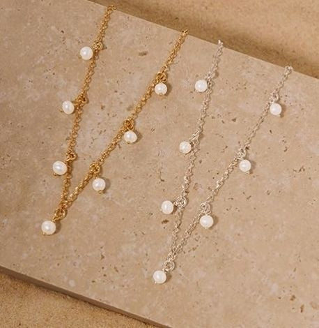925 Sterling Silver 8-9mm White Round Pearl Necklace