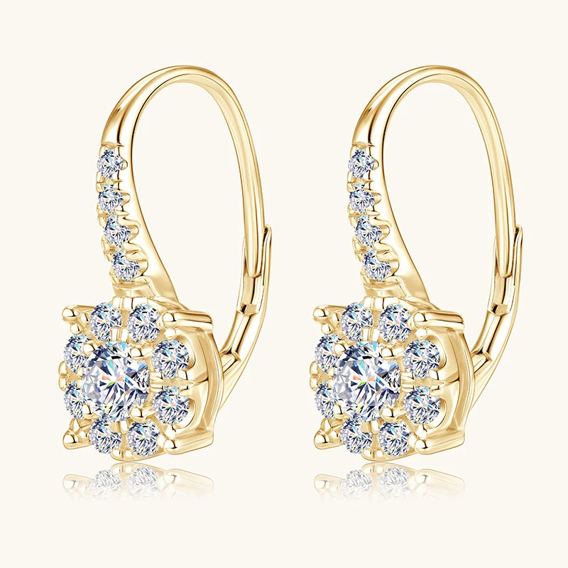 Classic Halo Clip Earrings 925 Silver Full Pave 4mm&2mm&1.7mm&1.5mm Moissanite Halo Hoop Earrings Party Statement for Women