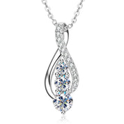 Fashion Sterling Silver Round 5mm&4mm&3mm S925 1ct VVS Full Moissanite Infinity Classic Engagement Pendant Necklace for Women