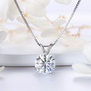 Classic 925 Sterling Silver Plating 14K Gold 1ct 2ct 3ct Round Cut 3 Prong Setting Moissanite Pendant Necklace for Women