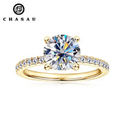 Classic 925 Sterling Sliver 2CT 8mm D Color VVS Round Cut Moissanite Simple Hidden halo Engagement Ring for Women