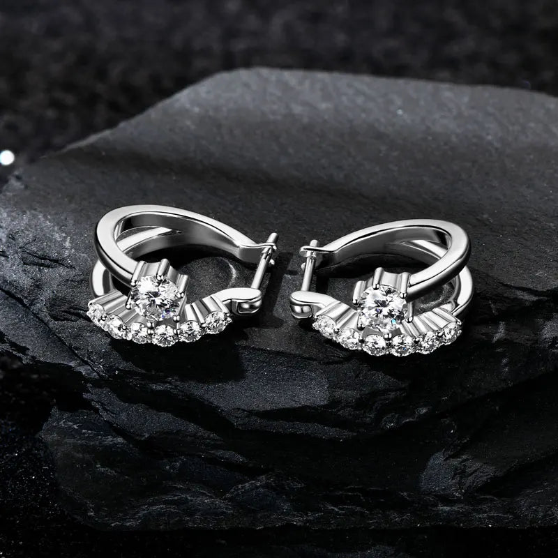 Good Quality Wedding 925 Sterling Silver 4mm 2mm VVS1 Moissanite Jewelry for Women Round Hoop Earrings Gold Plated with GRA