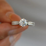 Classic Fashion Women Luxury Fine Jewelry 3ct 3.0ct 3 Carat 9mm Moissanite S925 Sterling Silver Engagement Wedding Rings Gift