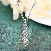 Daily Jewelry Gift 925 Silver 4.5mm&3.5mm&3mm D Color Moissanite 3 Stone Infinity Pendant Necklace for Women
