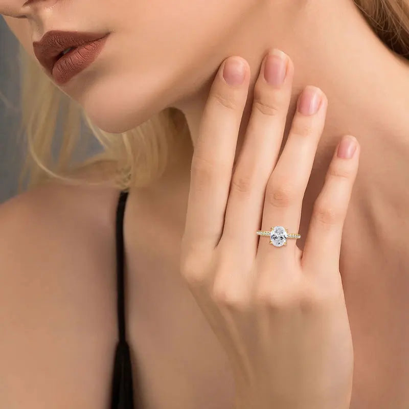 925 Silver 3-Carat 8x10mm 3CT Oval Cut D Color VVS1 Moissanite Ring Ladies Classic Promise Wedding Engagement Rings for Women