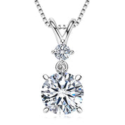 Fashion Round Cut 6.5mm 1.0ct Moissanite S925 Sterling Silver Heart Shape Four Claw Two-stone Pendant Necklace Women's Jewelry