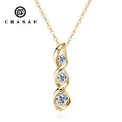 Daily Jewelry Gift 925 Silver 4.5mm&3.5mm&3mm D Color Moissanite 3 Stone Infinity Pendant Necklace for Women