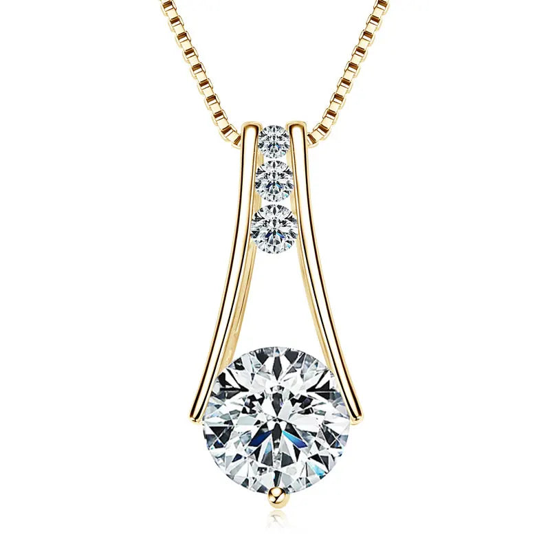 925 Sterling Silver Original Certified 8mm 2.0ct D Color VVS1 Moissanite Trapeze Pendant Station Necklaces