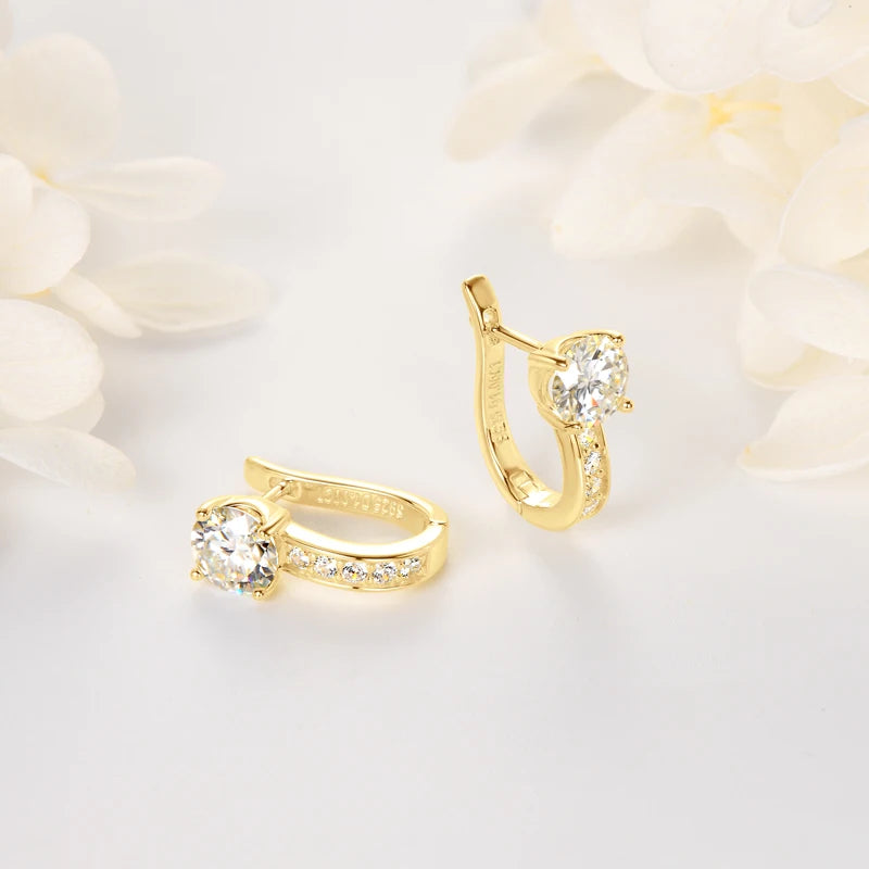 Best Selling Trendy 6.5mm 1CT Moissanite Earrings S925 Sterling Silver Fashion Women's U-shaped Hoop Earrings