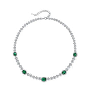 925 Sterling Silver Round Emerald Pendant Necklace