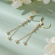 Women's Chain Earrings 925 Sterling Silver 1.00CTTW Round Moissanite Drop Earrings for Women