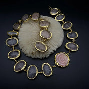 Natural Rose Quartz Biwa Pearl Necklace