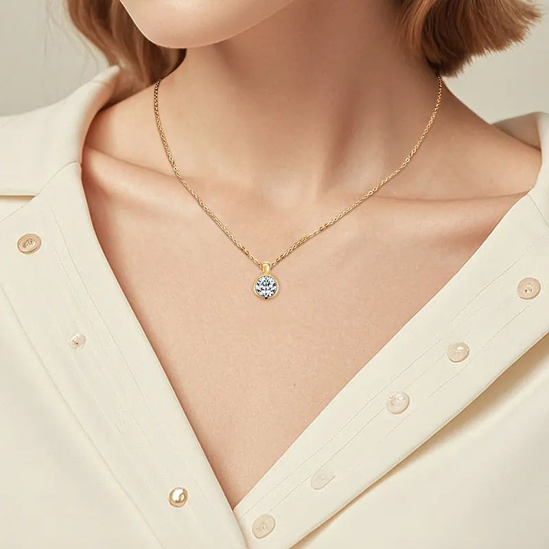 High Quality Jewelry 925 Silver 8mm 2.0ct Round Moissanite Solitaire Bubble Pendant Necklace for Women