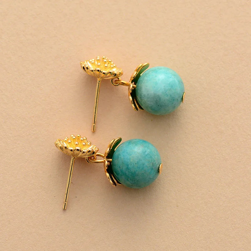 Amazonite Daisy Drop Earrings