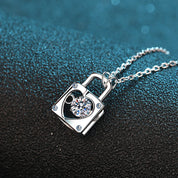 0.3CT D Color VVS1 Moissanite Diamond Lock Dancing Pendant 925 Sterling Silver Spiritual Pendant Necklace for Women