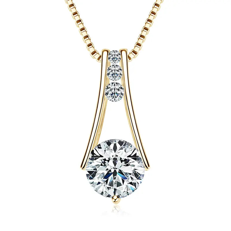 925 Sterling Silver Original Certified 8mm 2.0ct D Color VVS1 Moissanite Trapeze Pendant Station Necklaces