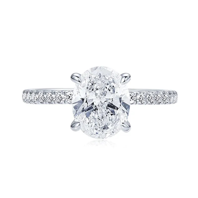 925 Silver 3-Carat 8x10mm 3CT Oval Cut D Color VVS1 Moissanite Ring Ladies Classic Promise Wedding Engagement Rings for Women