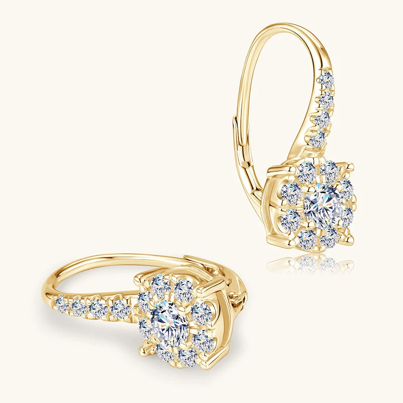 Classic Halo Clip Earrings 925 Silver Full Pave 4mm&2mm&1.7mm&1.5mm Moissanite Halo Hoop Earrings Party Statement for Women