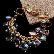 Natural Biwa Keshi Pearl Gold Bracelet