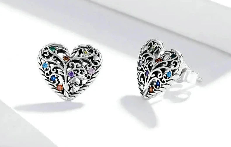 925 Sterling Silver Heart Stud Earrings
