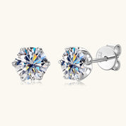 Latest Style High Quality 5mm Moissanite 925 Sterling Silver Eco Friendly 6-claw Classic Stud Earrings