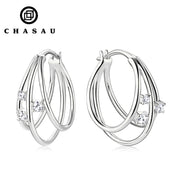 2024 New Style High Quality GRA Certification Moissanite 925 Sterling Silver Ladies Fashion Split Hoop Earrings