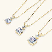 Fashion Round Cut 6.5mm 1.0ct Moissanite S925 Sterling Silver Heart Shape Four Claw Two-stone Pendant Necklace Women's Jewelry