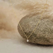 925 Sterling Silver Necklace with Freshwater Rice Pearl Pendant