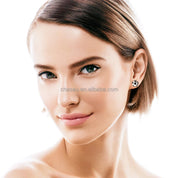 Lab Created VVS Moissanite Stud Earrings 3mm Moissanite 925 Sterling Silver Round Cut Black Soccer Stud Earrings for Men Women