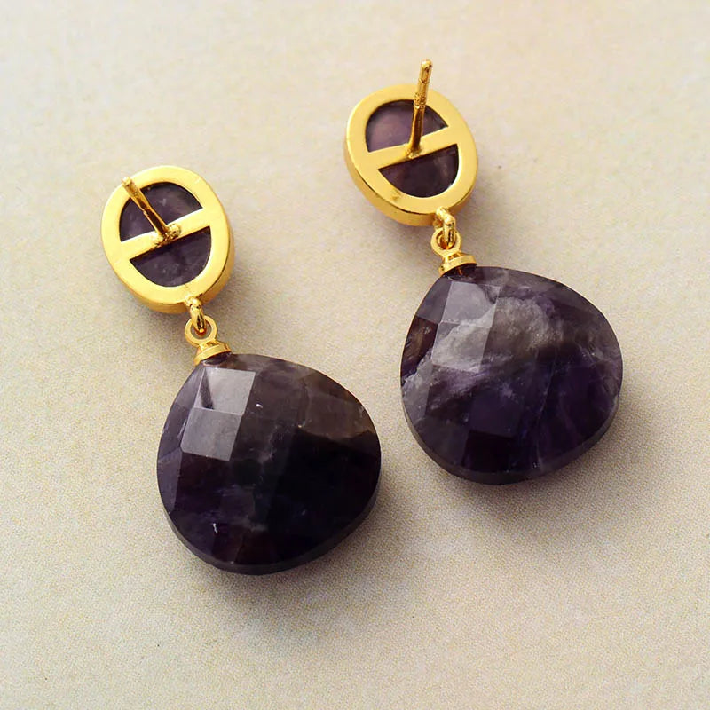 Amethyst Teardrop Drop Earrings