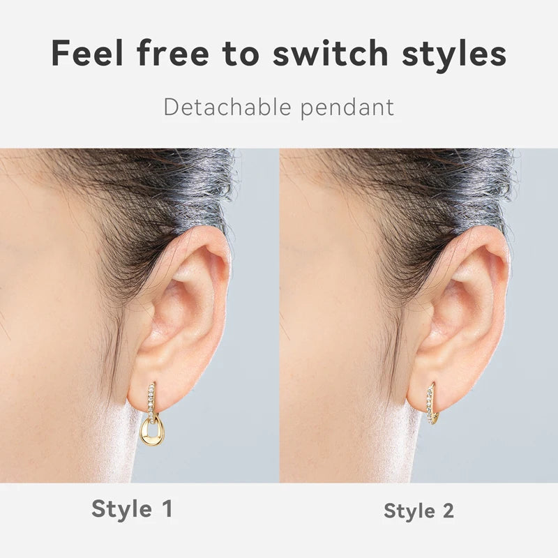 New Arrival Original Design Vvs Grade 1.3mm 0.01ct Moissanite 925 Sterling Silver Dangle Hoop Earrings for Women