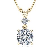 Fashion Round Cut 6.5mm 1.0ct Moissanite S925 Sterling Silver Heart Shape Four Claw Two-stone Pendant Necklace Women's Jewelry
