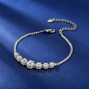 925 Sterling Silver Charm Six Claw 7-Stone Bracelet 6.5mm&5mm&4mm&3.5mm All D Moissanite Diamond Chain Bracelet for Women