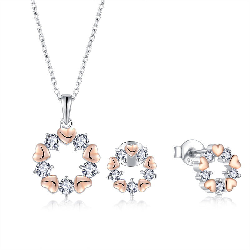 925 Sterling Silver Hearts Jewelry Set