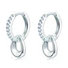New Arrival Original Design Vvs Grade 1.3mm 0.01ct Moissanite 925 Sterling Silver Dangle Hoop Earrings for Women