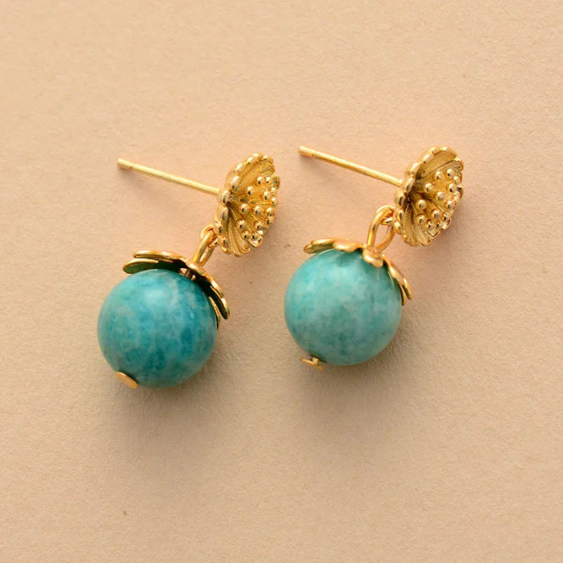 Amazonite Daisy Drop Earrings