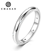 Delicate Daily Jewelry 14K Gold Plated 925 Sterling Silver All Moissanite Dome Burnish Setting Wedding Band Ring for Lovers