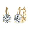 Sparkling Wedding 925 Silver 8mm 2.0ct Round Moissanite Earrings Womens Fashion Single Stone U-Shape Earrings