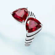 925 Silver Ring with Cultured Ruby, Sapphire, and Synthetic Emerald