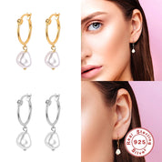 925 Silver Pearl Dangle Earrings