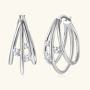 2024 New Style High Quality GRA Certification Moissanite 925 Sterling Silver Ladies Fashion Split Hoop Earrings