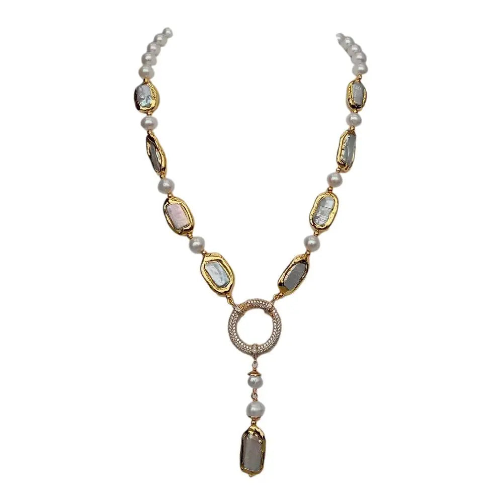 Natural Biwa Pearl Y-Drop Necklace