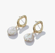 Freshwater Baroque Natural White Pearl Drop Earrings