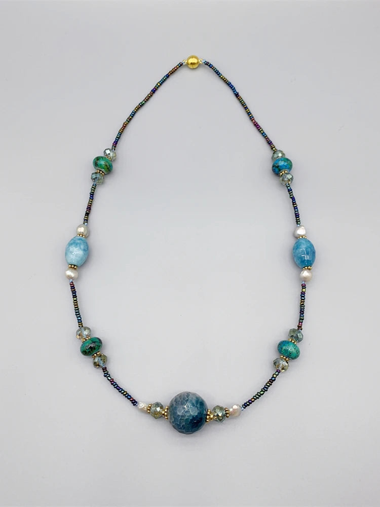 Blue Aquamarine & Azurite Necklace