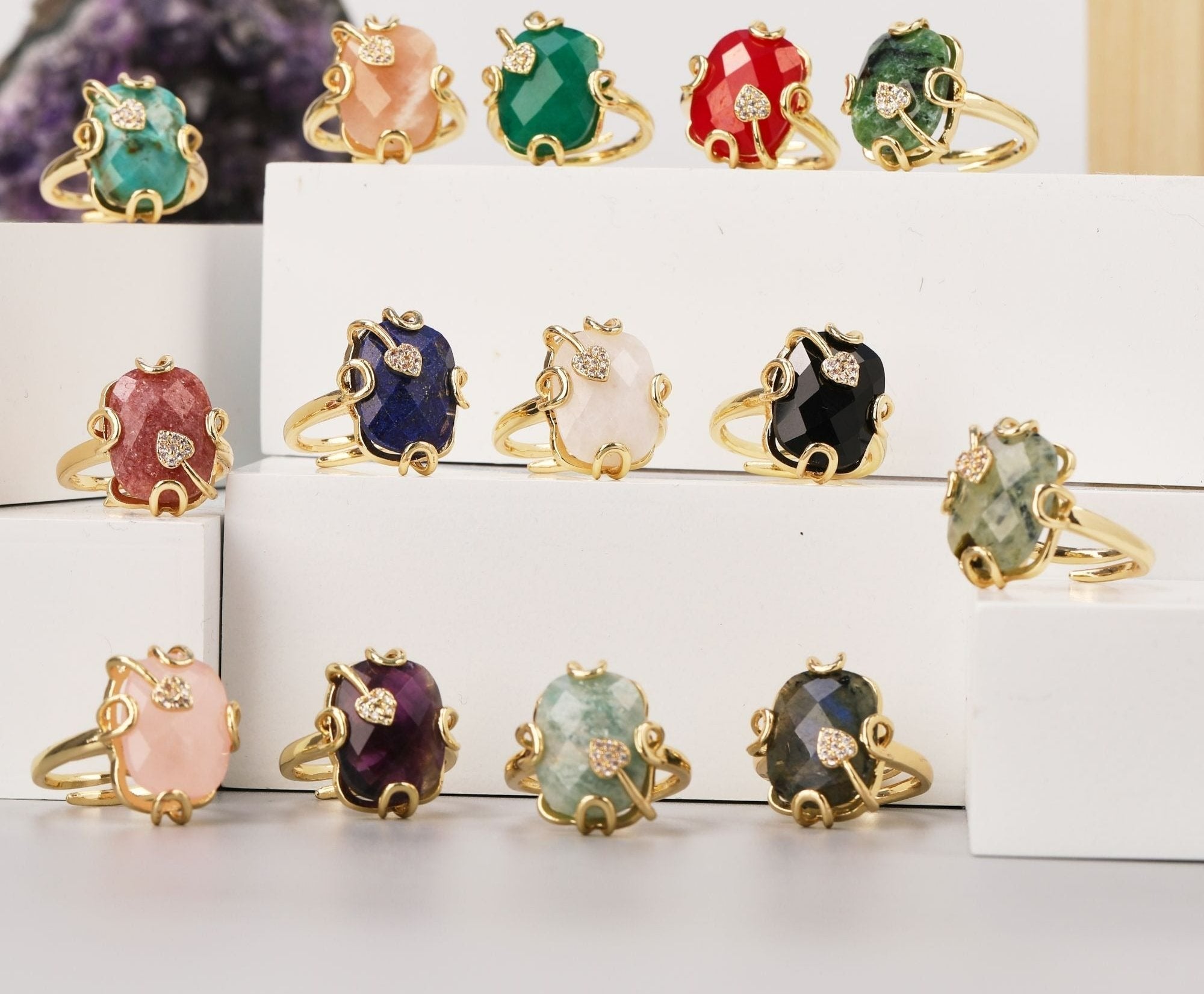 Natural Gemstone Oval  Ring