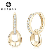 New Arrival Original Design Vvs Grade 1.3mm 0.01ct Moissanite 925 Sterling Silver Dangle Hoop Earrings for Women