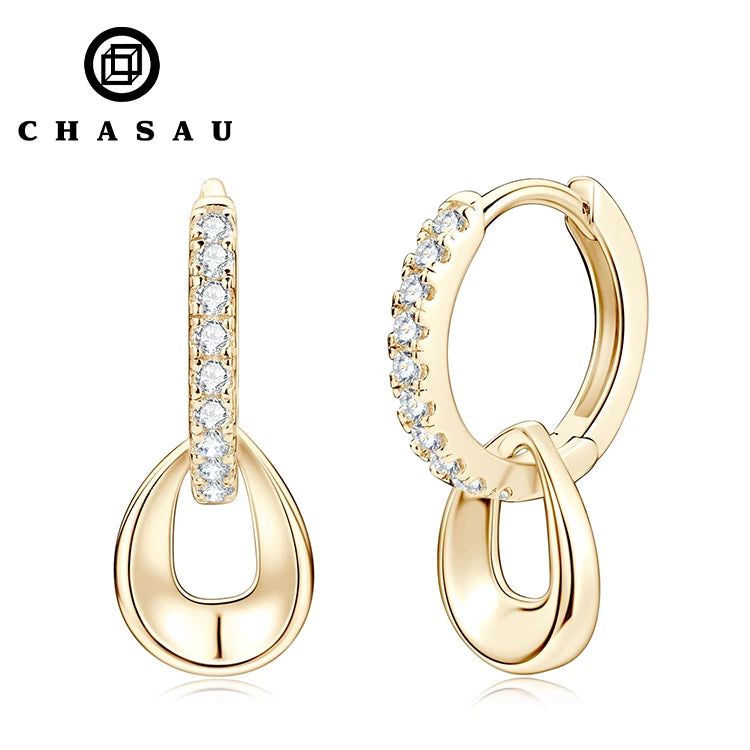 New Arrival Original Design Vvs Grade 1.3mm 0.01ct Moissanite 925 Sterling Silver Dangle Hoop Earrings for Women